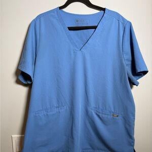 🩺 FIGS Technical Collection Scrub Top Women's XXL Ceil Blue Casma 3-Pocket